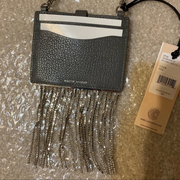 REBECCA MINKOFF Large Leather Card Case on Chain - Picture 4 of 6